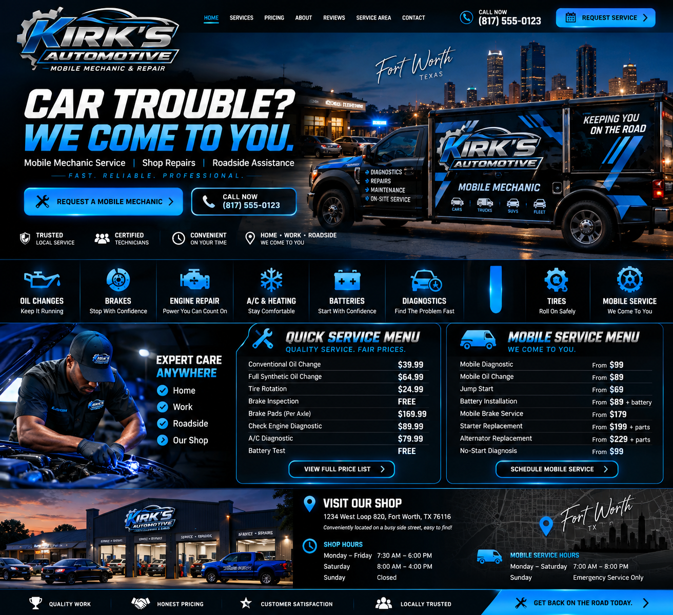 Kirk’s Automotive mobile mechanic concept